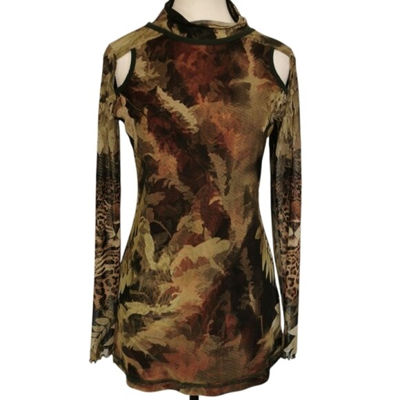 None Tops - ANAC Designed by Kimi Vintage Y2K Long Sheer Sleeve Fitted Top -  Sz Vintage L